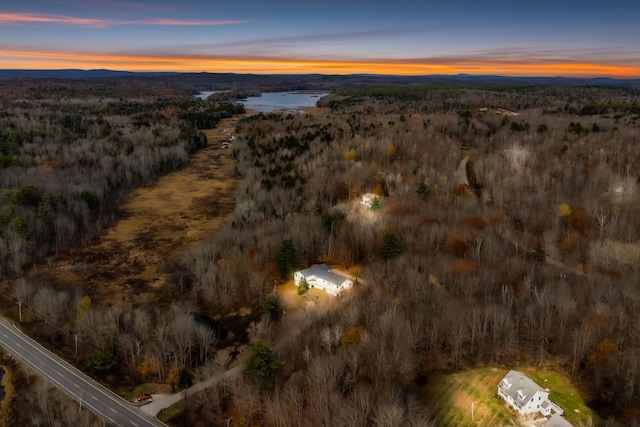 view of aerial view at dusk