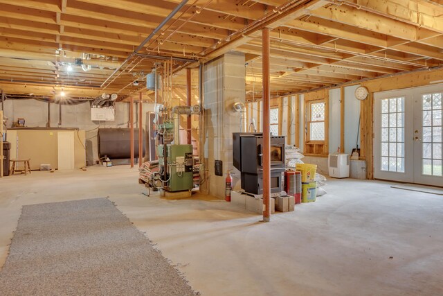 basement with french doors