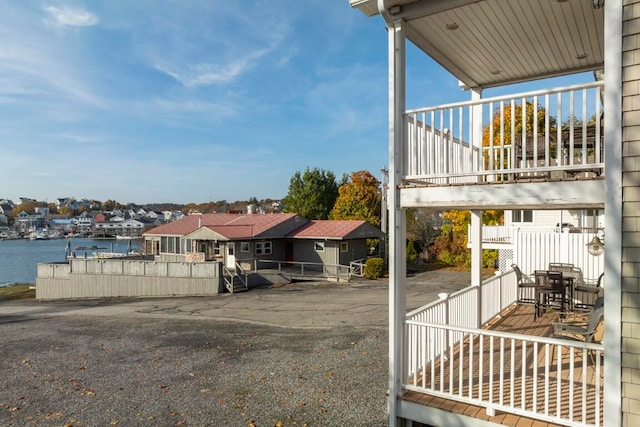 view of yard with a water view