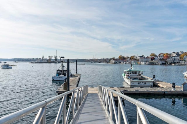 dock area featuring a water view