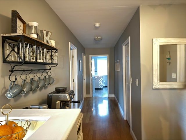 hall featuring dark hardwood / wood-style flooring