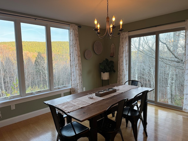 dining room featuring an inviting chandelier and light wood-type flooring