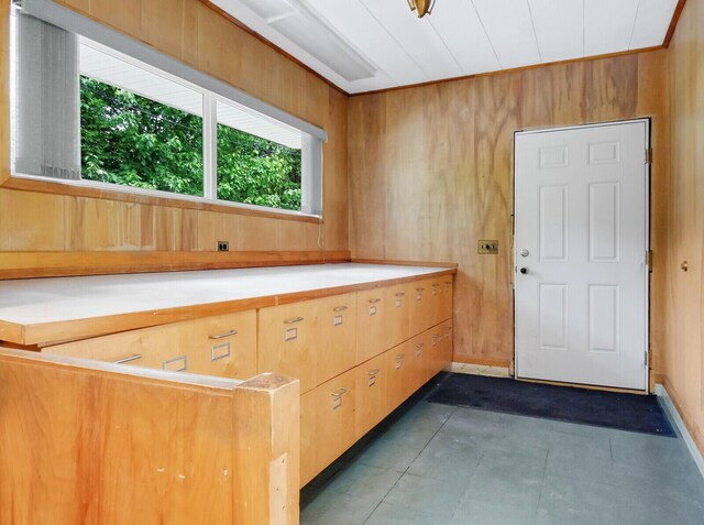 interior space with wood walls