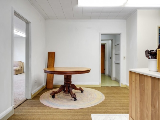 view of carpeted dining area