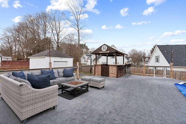 exterior space featuring an outdoor bar