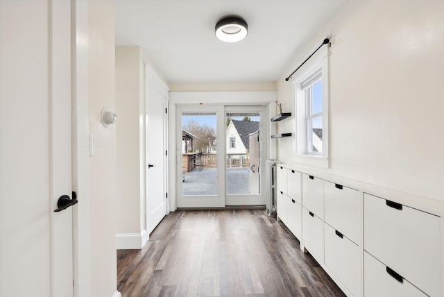 hall featuring dark hardwood / wood-style floors