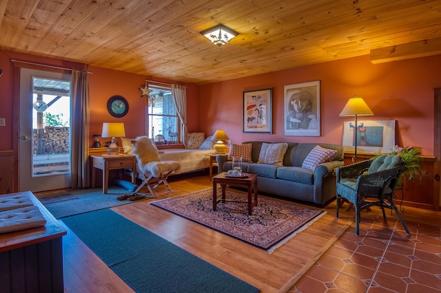 58 Wheeler Hill Rd, Phillips, ME 04966 - living area featuring healthy amount of natural light and wood ceiling