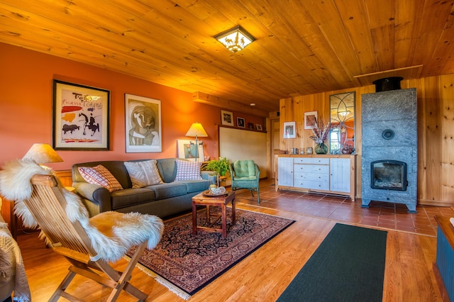58 Wheeler Hill Rd, Phillips, ME 04966 - living room with wooden ceiling, wooden walls, and wood finished floors