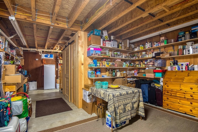58 Wheeler Hill Rd, Phillips, ME 04966 - basement featuring refrigerator