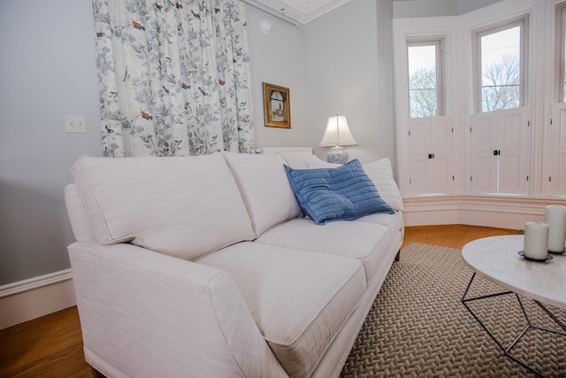 living room with hardwood / wood-style floors