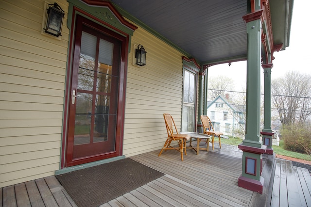 wooden deck featuring a porch