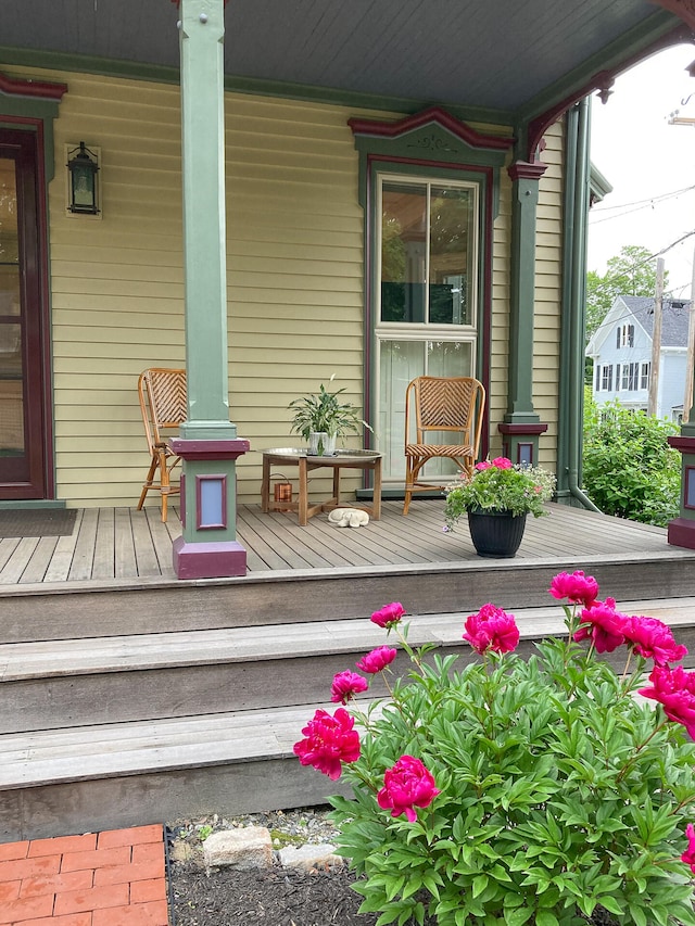 deck featuring a porch