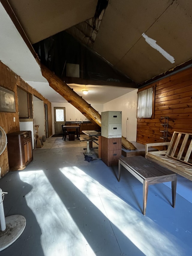 interior space with wood walls and billiards