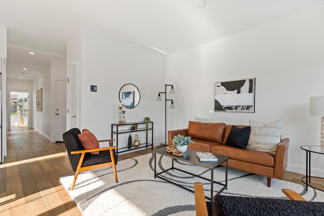 living room with hardwood / wood-style flooring