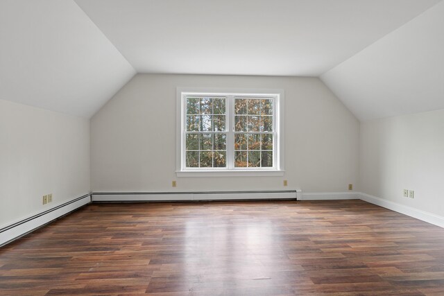 610 W Neck Rd, Nobleboro, ME 04555 - additional living space featuring vaulted ceiling, baseboard heating, and wood finished floors