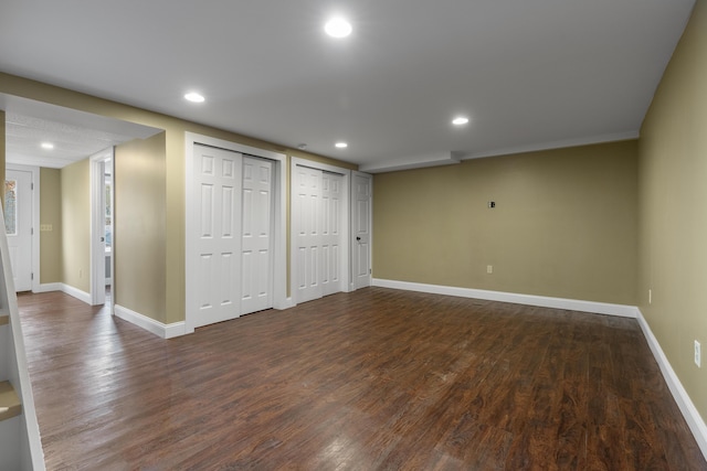 610 W Neck Rd, Nobleboro, ME 04555 - finished basement featuring dark wood-style flooring and recessed lighting