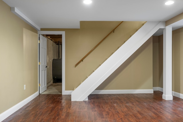 interior space with dark hardwood / wood-style flooring