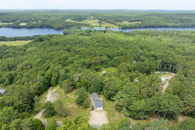 610 W Neck Rd, Nobleboro, ME 04555 - aerial view of property and surrounding area featuring a forest and a nearby body of water