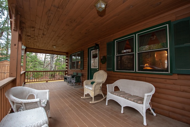 deck with covered porch