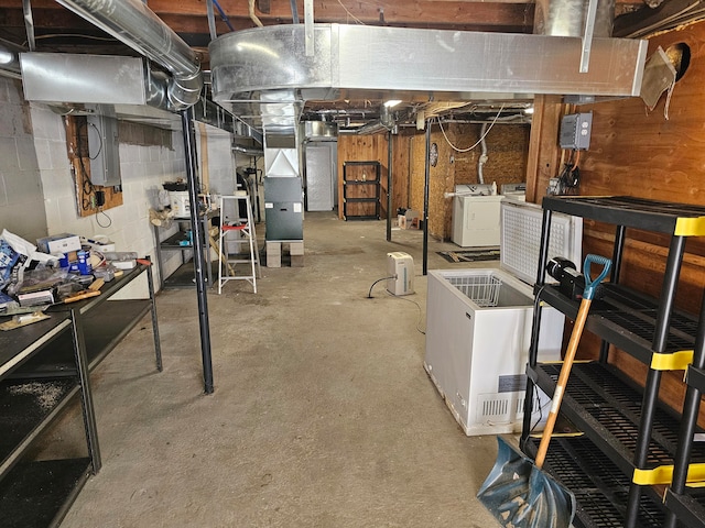 basement with independent washer and dryer