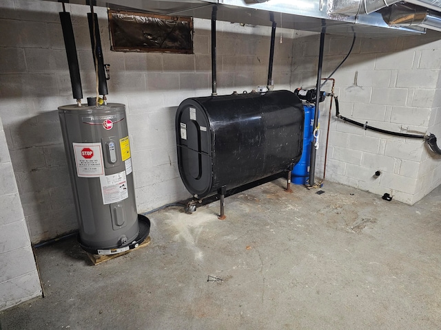 utility room featuring water heater