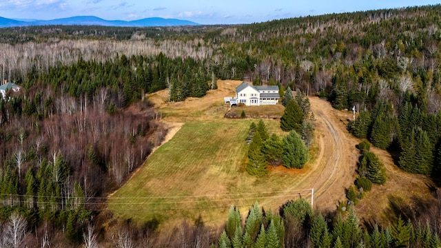 drone / aerial view featuring a mountain view