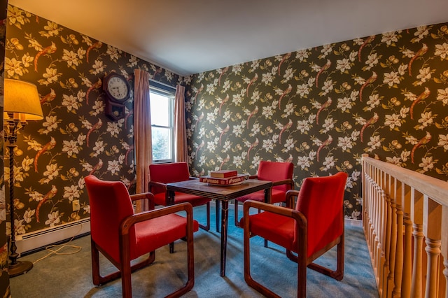 dining area with a baseboard heating unit