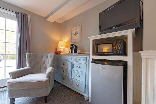 sitting room featuring dark hardwood / wood-style flooring