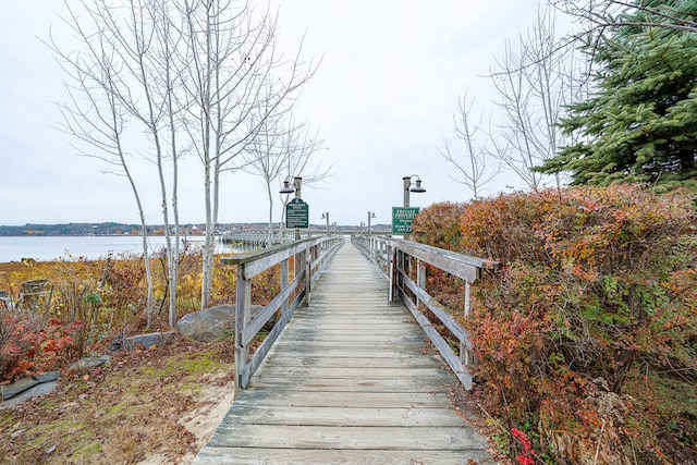 dock area featuring a water view