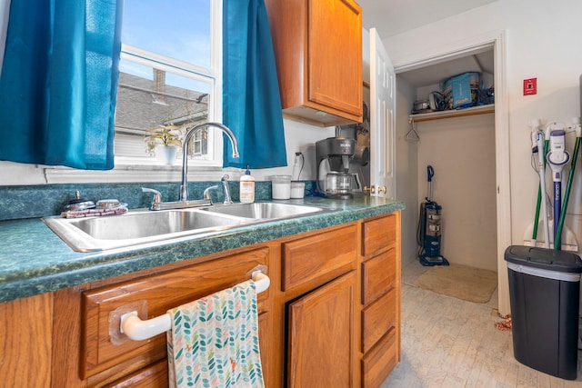 kitchen with light wood-type flooring and sink