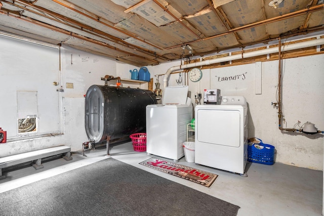 basement with washer and dryer