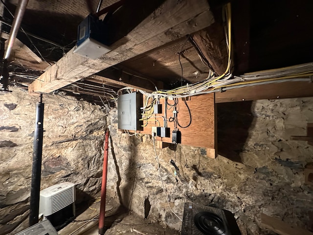 basement with electric panel