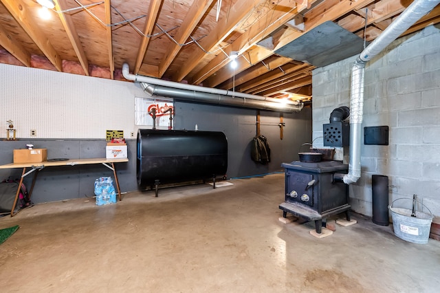 basement featuring a workshop area