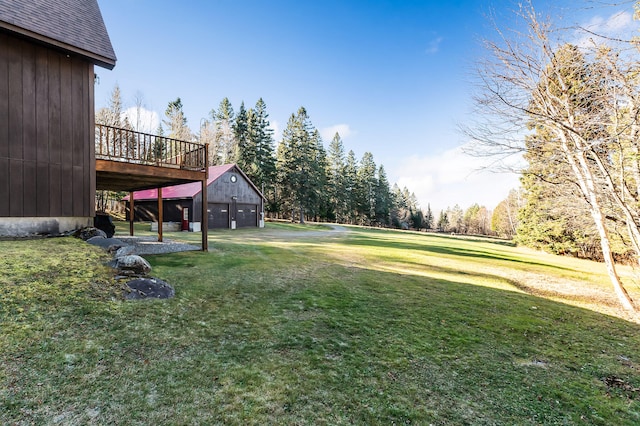 view of yard featuring a wooden deck