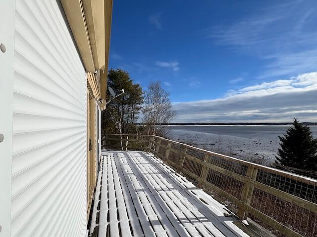 deck with a water view