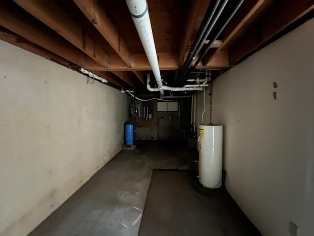 basement featuring water heater