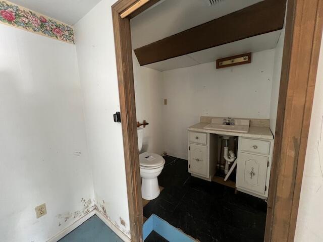 bathroom with toilet and vanity