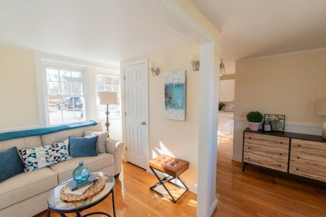 living area with light wood finished floors