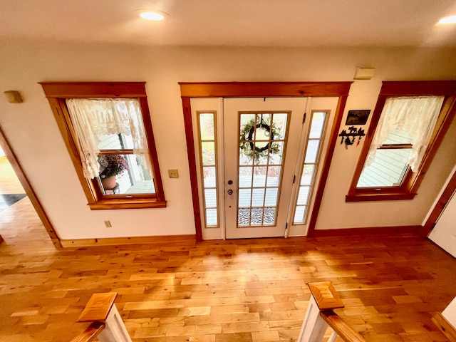 doorway to outside featuring wood-type flooring