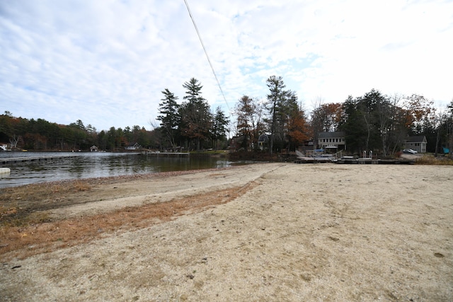 view of road with a water view