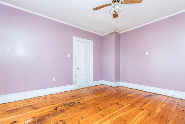 521 Main St, Sanford, ME 04083 - spare room with hardwood / wood-style flooring, crown molding, and ceiling fan