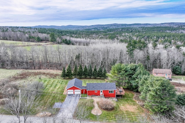 birds eye view of property with a mountain view