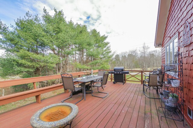 deck featuring grilling area