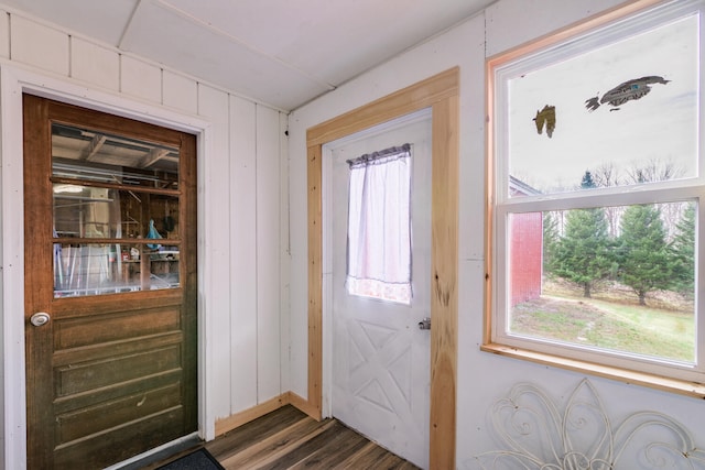 doorway to outside featuring dark hardwood / wood-style flooring and plenty of natural light