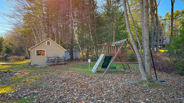 view of yard featuring a playground