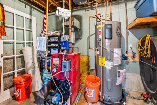 utility room featuring heat pump water heater