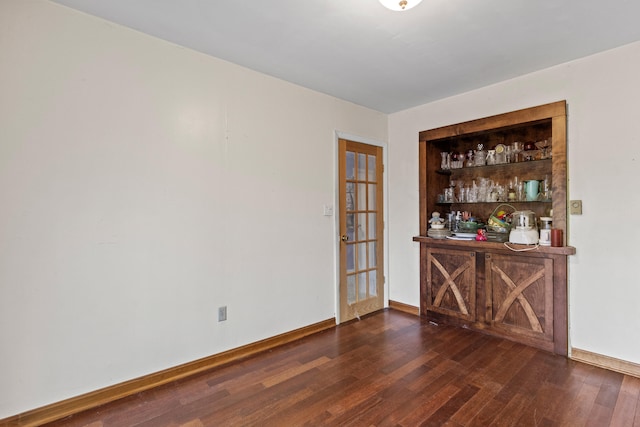 interior space with dark wood-type flooring