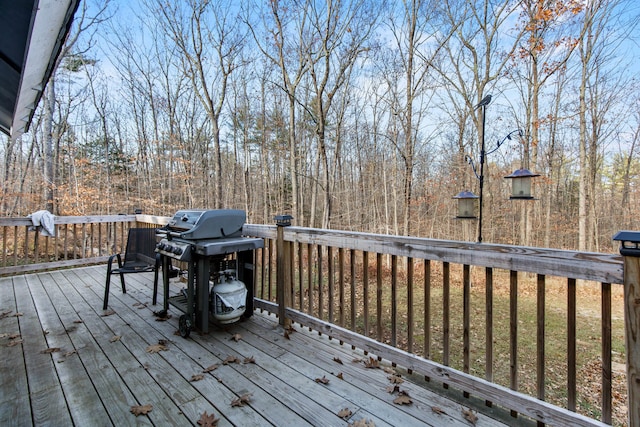 wooden deck with area for grilling