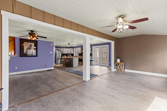 view of patio featuring ceiling fan