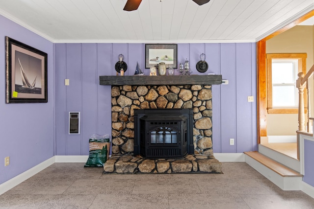 interior details featuring wooden ceiling and crown molding